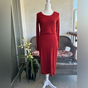 MINKPINK  Womens sz Small Cut Out Sides Ribbed Knit Long Sleeve Midi Dress